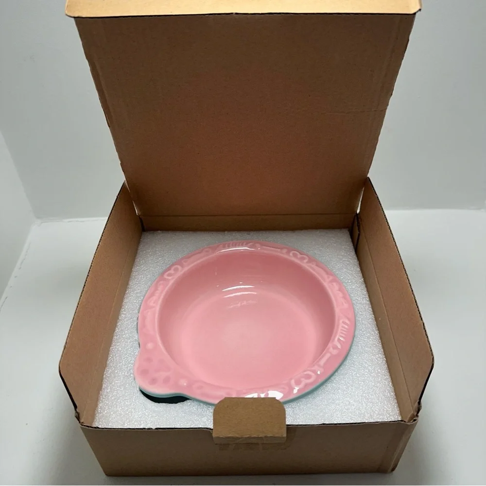 AQUAINNO Ceramic Cat Bowl Shallow Food Dish Pink and Blue New